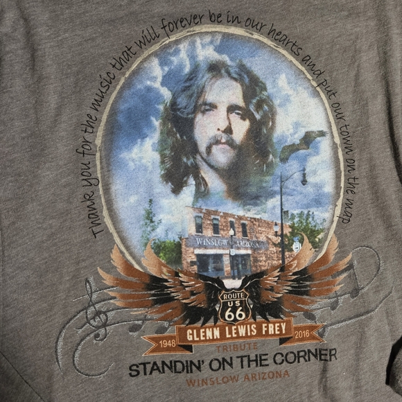 The Eagles Glen Frey Long Sleeve Earthy Granola Hippi Brown Band Tee Size Med - Picture 2 of 5